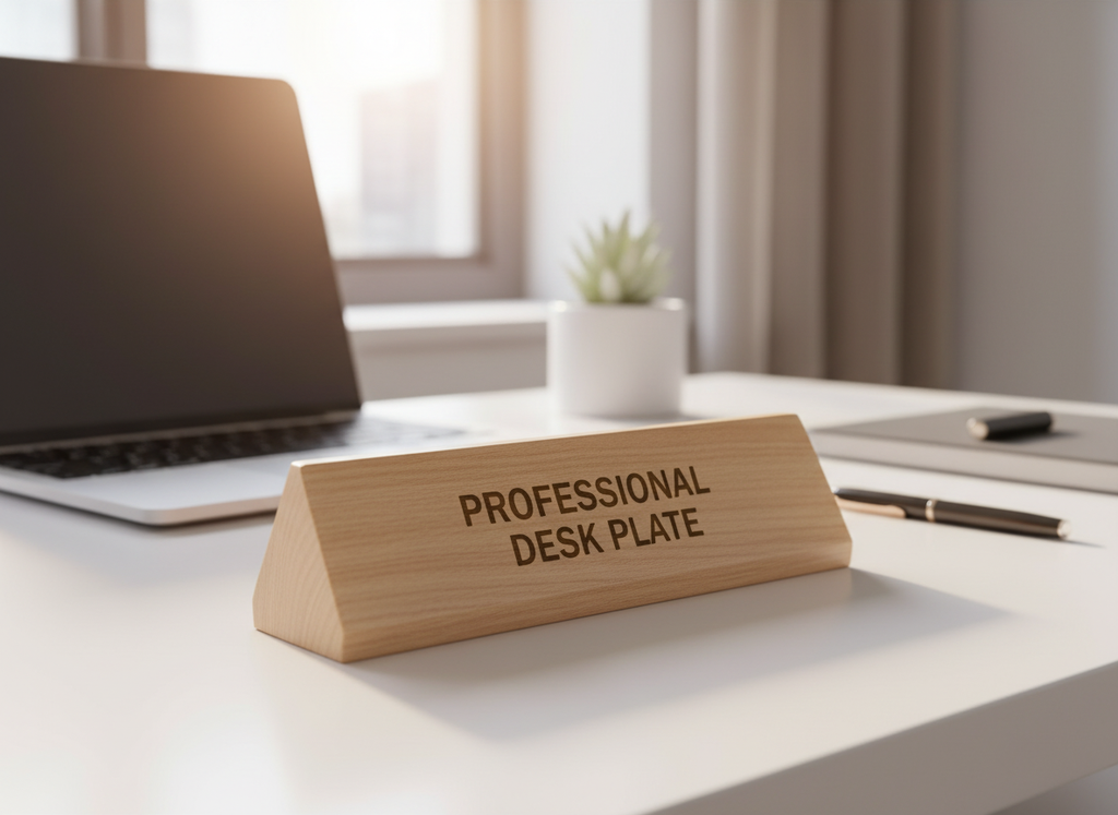 Desk Name Plate in professional setting
