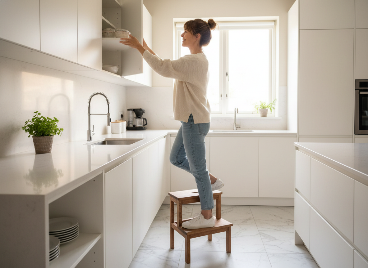 Kitchen Ladder with woman using it