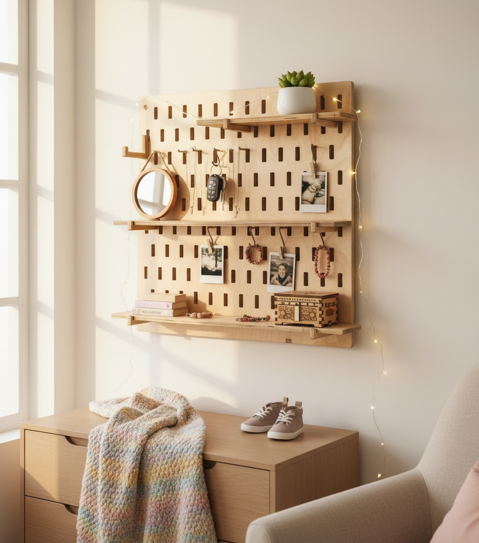 PEGSY board 50 x 50 cm in bedroom setting