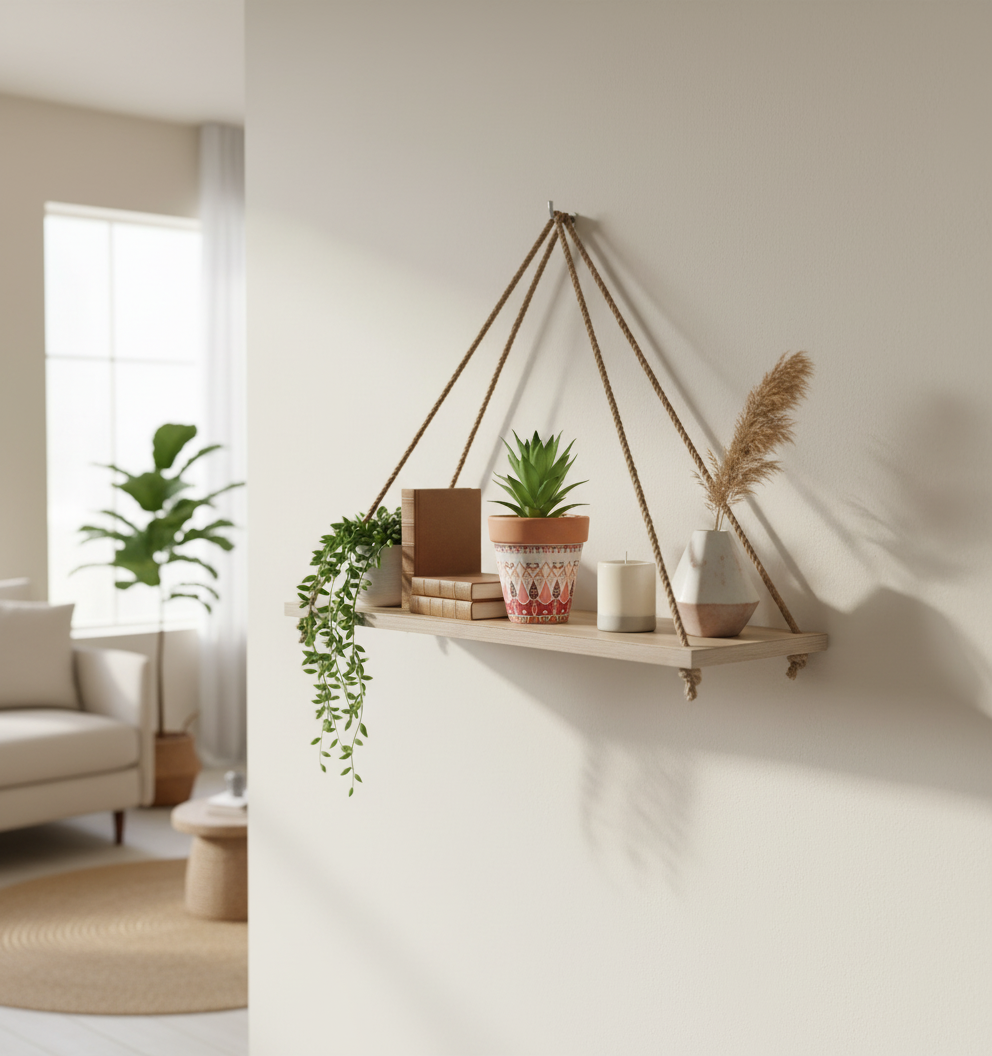 Shelfyy hanged shelf in styled room