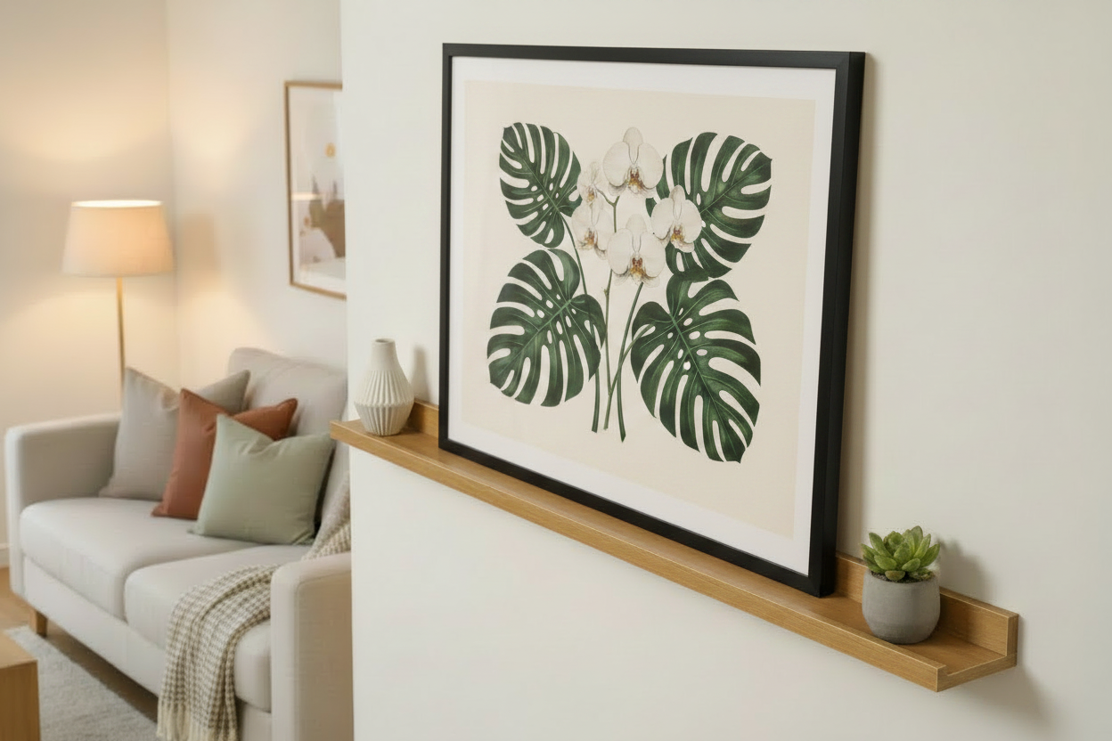 Pictures and frames shelf