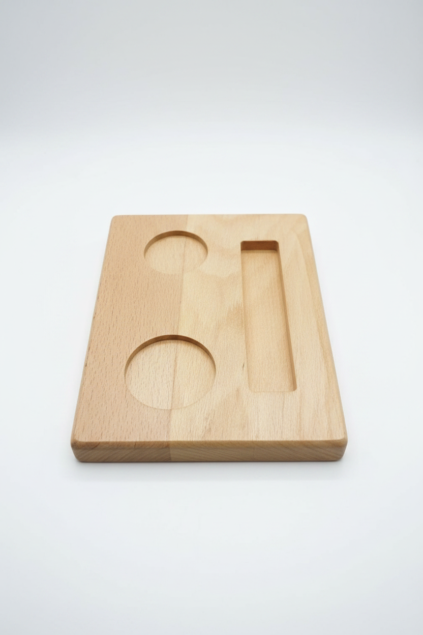Wooden Tray with Carved Cutouts